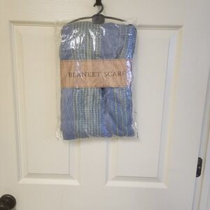 Women Blanket Scarf Brand New Blue